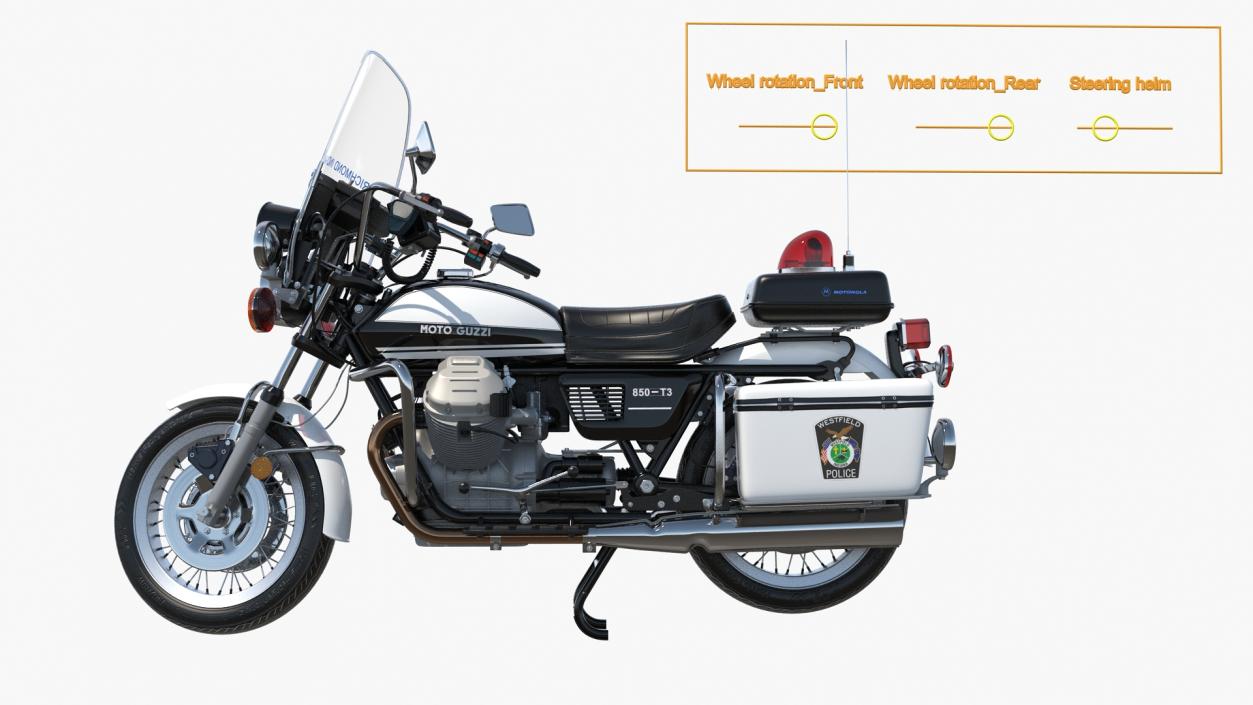 3D Moto Guzzi 850 T3 Police Bike Rigged