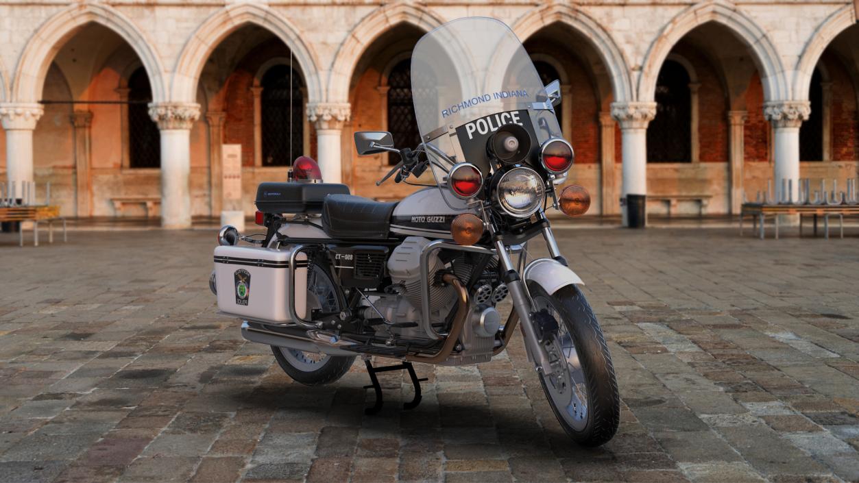 3D Moto Guzzi 850 T3 Police Bike Rigged