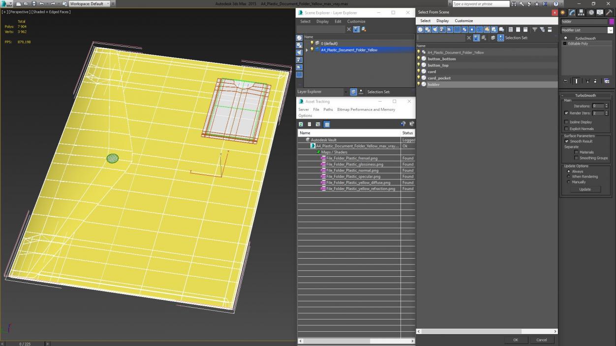 3D A4 Plastic Document Folder Yellow model