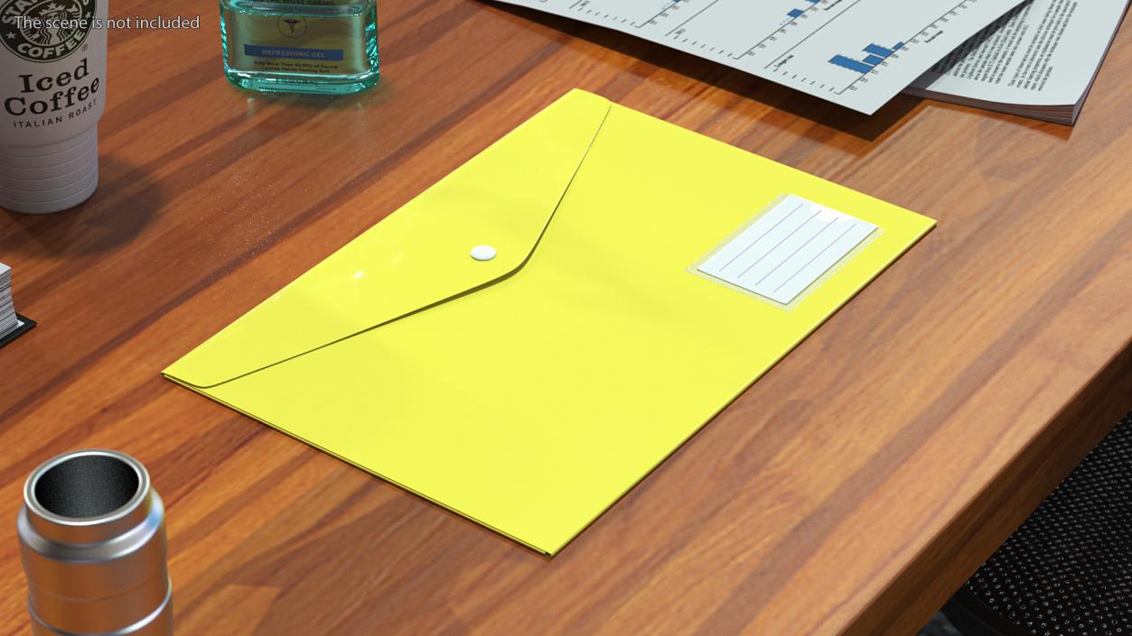 3D A4 Plastic Document Folder Yellow model