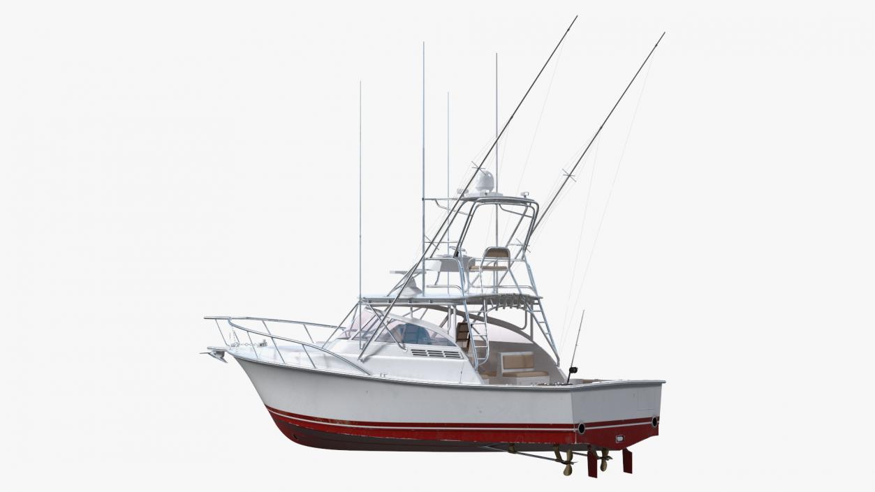 3D Used Sports Fishing Boat Henriques 35 Red