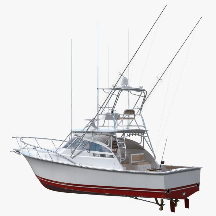 3D Used Sports Fishing Boat Henriques 35 Red