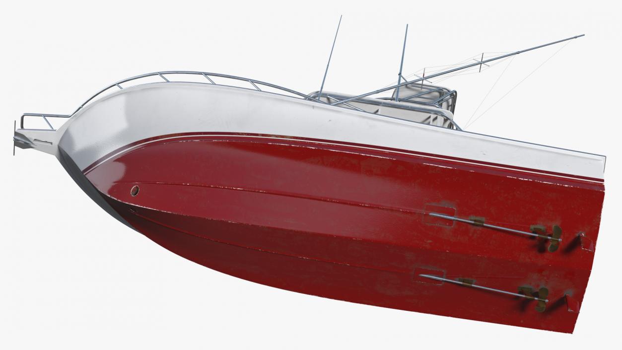 3D Used Sports Fishing Boat Henriques 35 Red