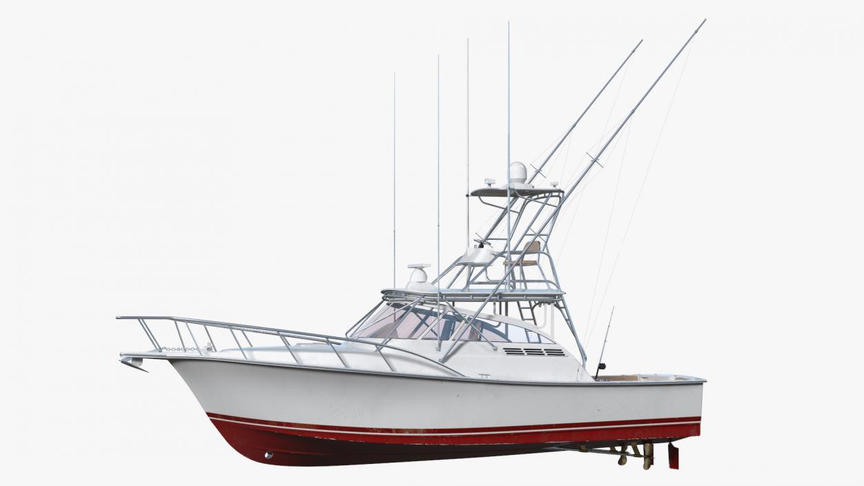 3D Used Sports Fishing Boat Henriques 35 Red