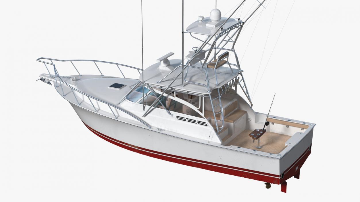 3D Used Sports Fishing Boat Henriques 35 Red