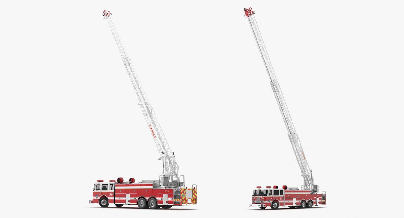 Rigged Ladder Fire Truck and Firefighters Collection 3D