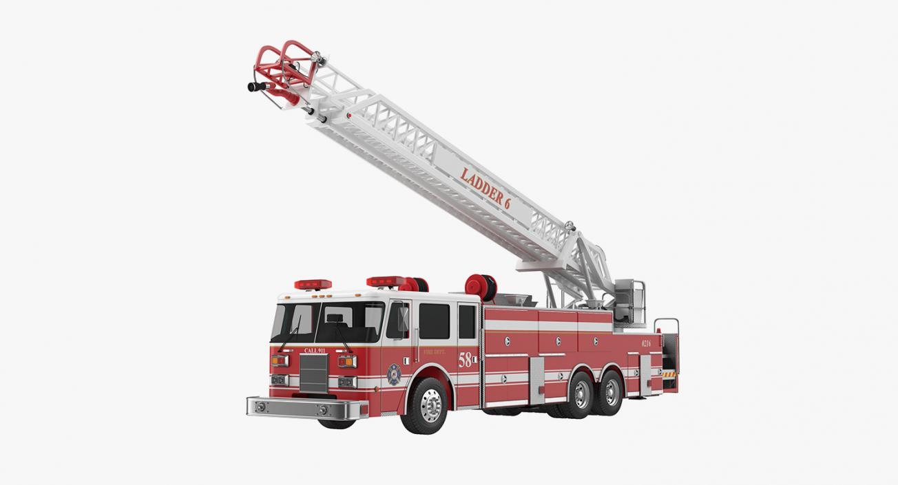 Rigged Ladder Fire Truck and Firefighters Collection 3D