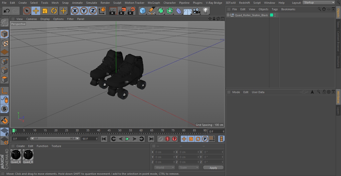 Quad Roller Skates Black 3D model