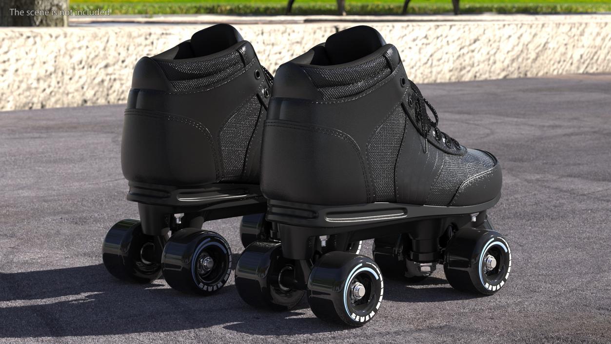 Quad Roller Skates Black 3D model