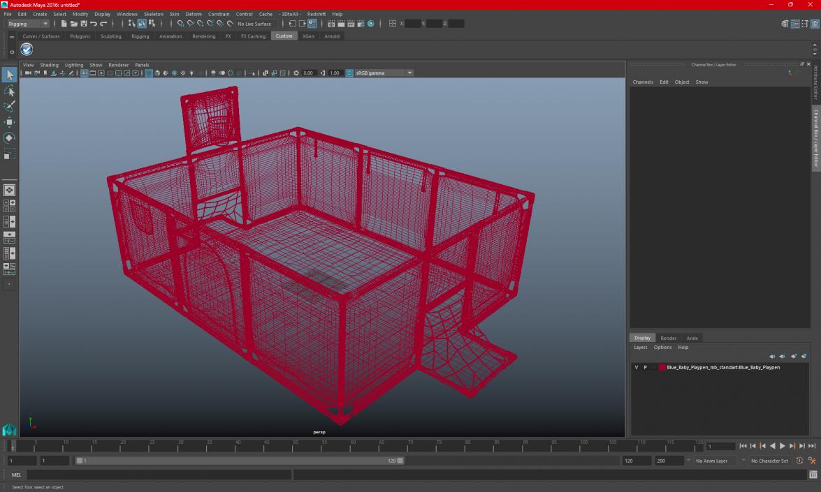 Large Red Baby Playpen 3D