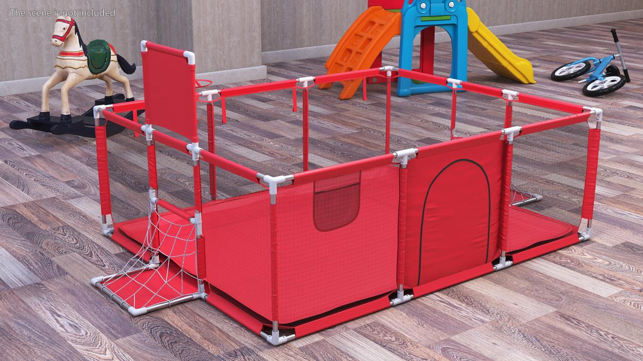 Large Red Baby Playpen 3D