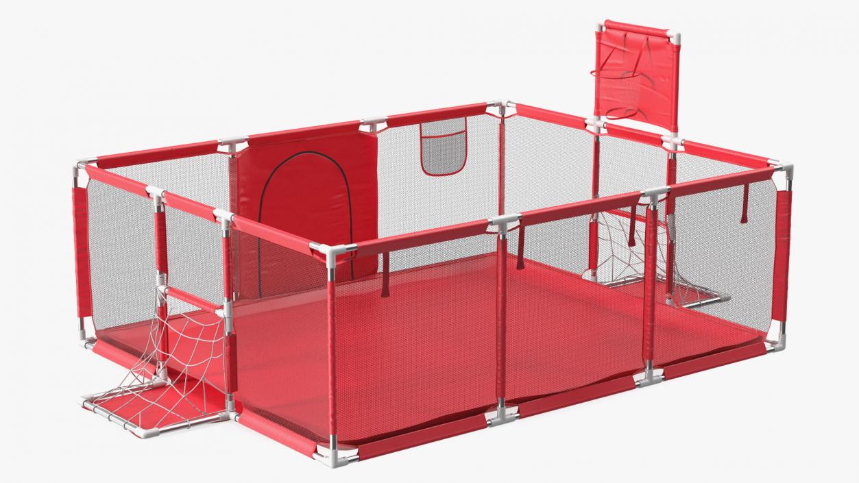 Large Red Baby Playpen 3D