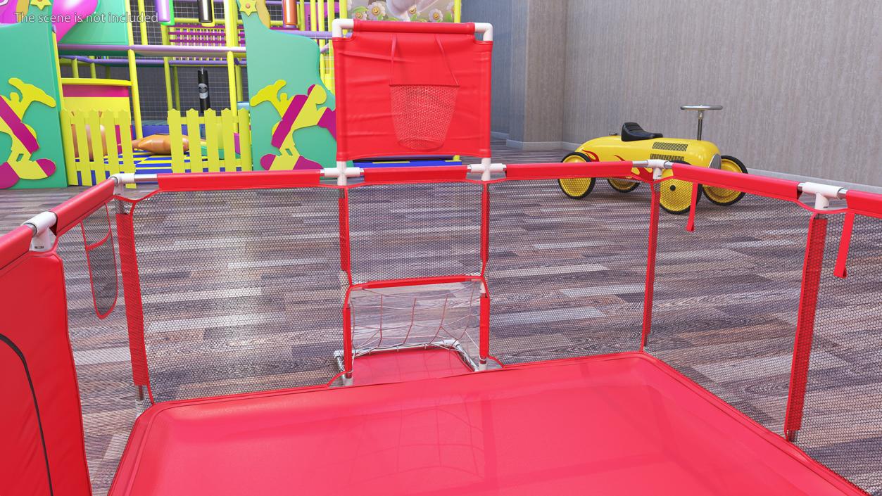 Large Red Baby Playpen 3D