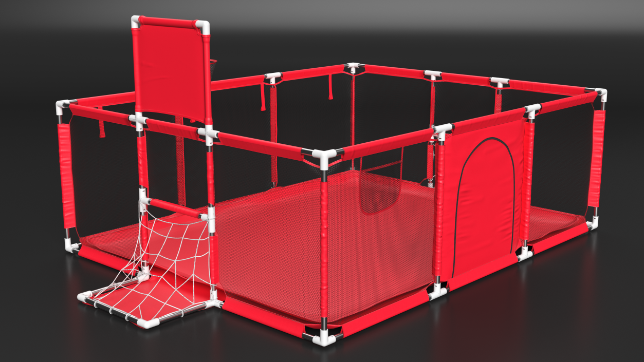 Large Red Baby Playpen 3D