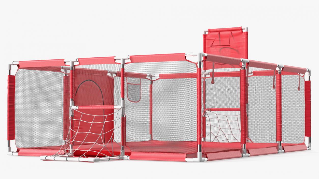 Large Red Baby Playpen 3D