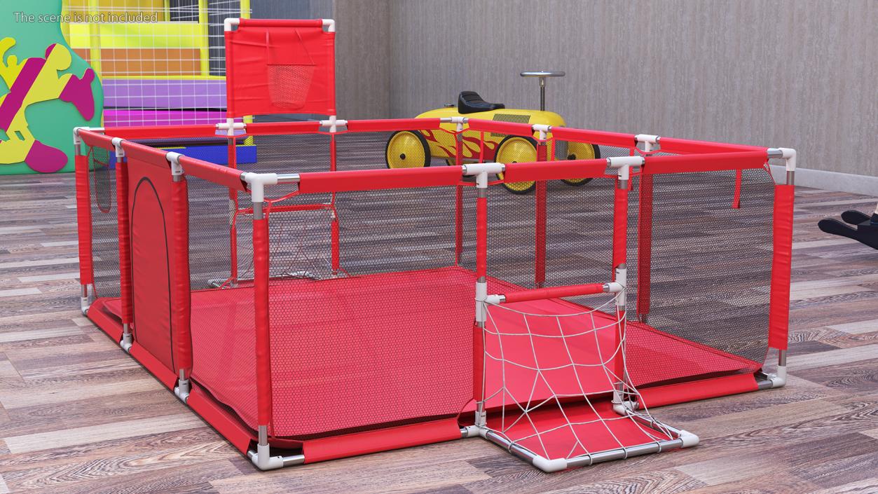 Large Red Baby Playpen 3D