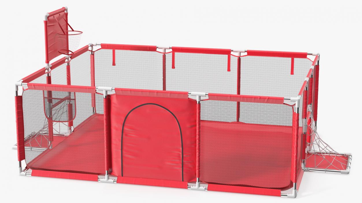 Large Red Baby Playpen 3D