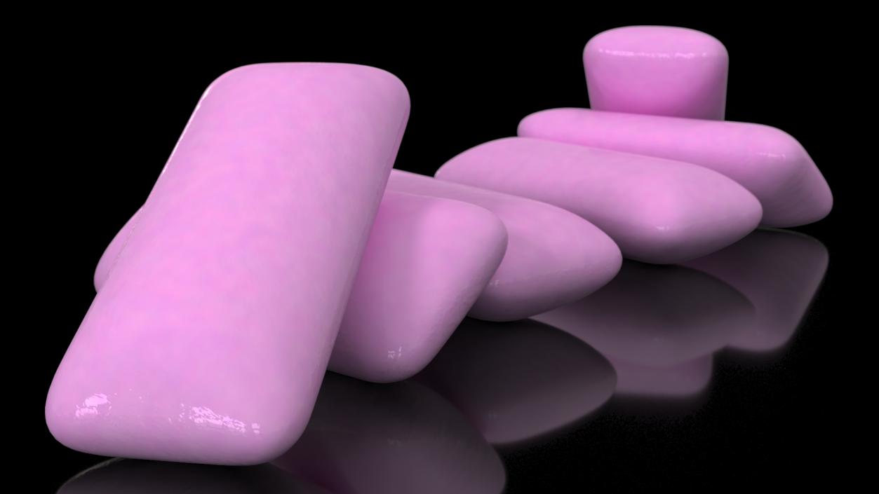 3D Pile of Chewing Gum Pads Purple