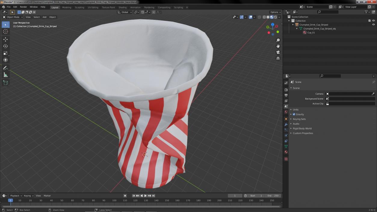 3D Crumpled Drink Cup Striped