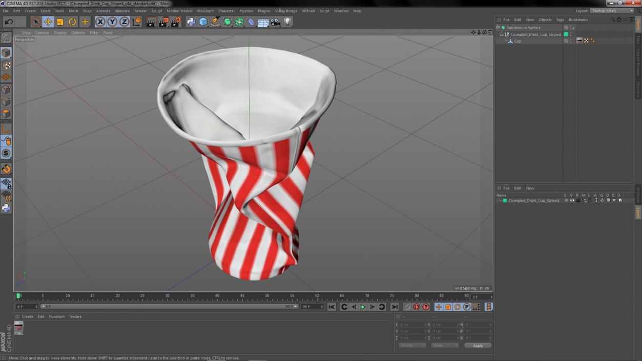 3D Crumpled Drink Cup Striped