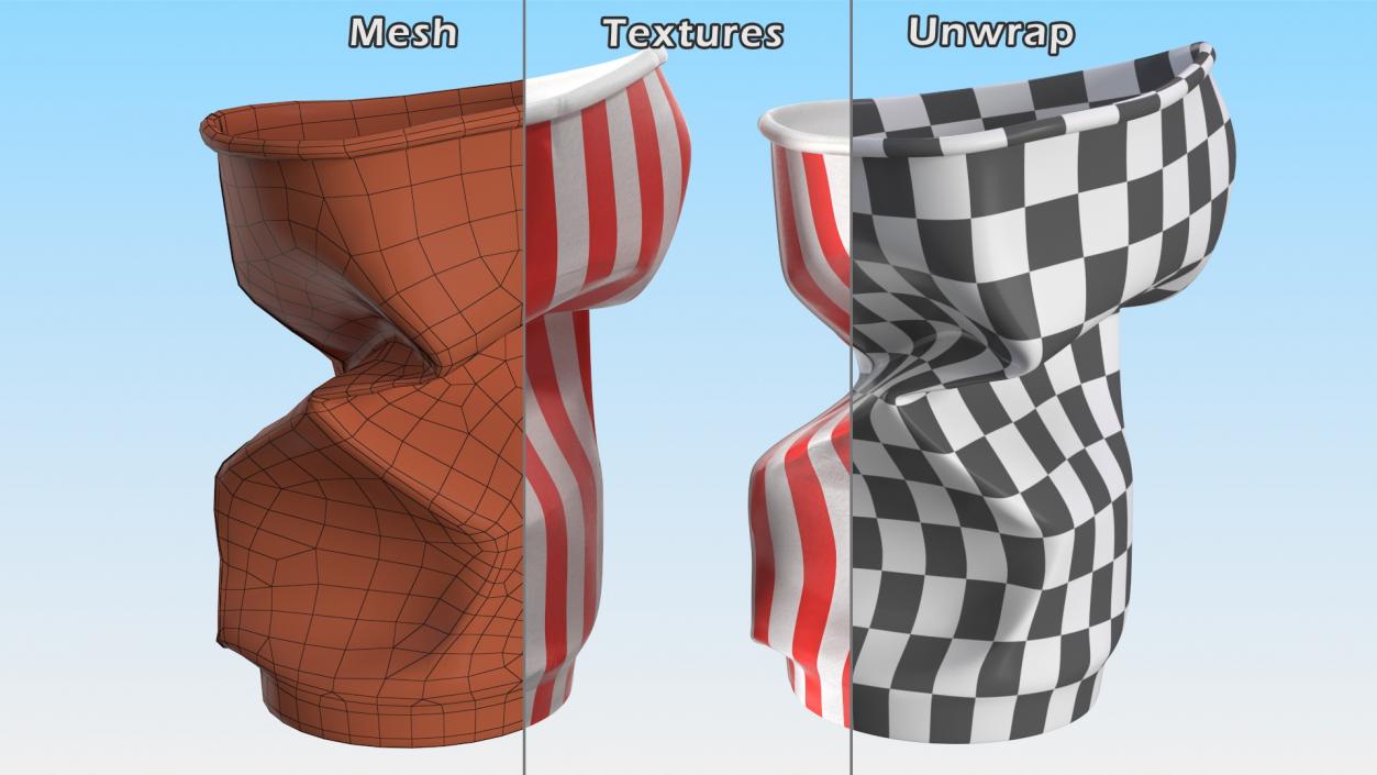 3D Crumpled Drink Cup Striped