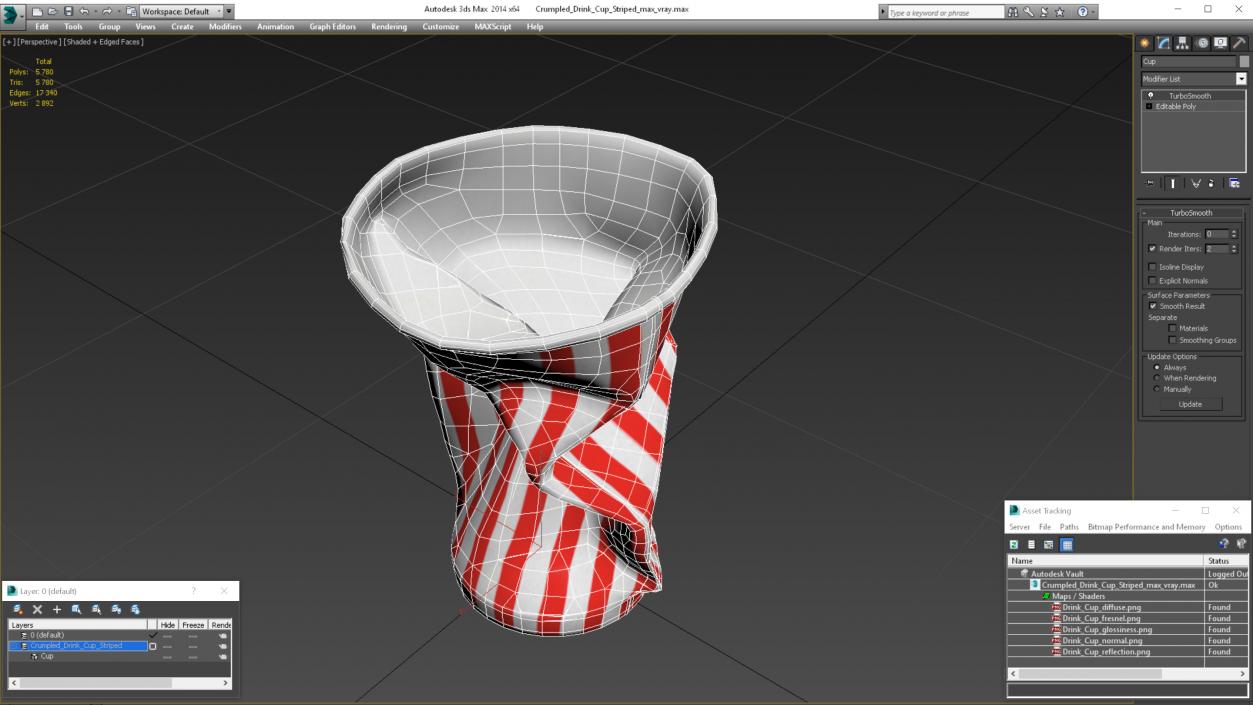 3D Crumpled Drink Cup Striped