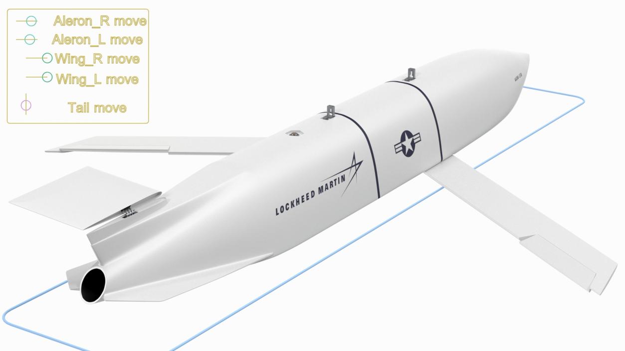 3D model Cruise Missile AGM 158 JASSM Rigged