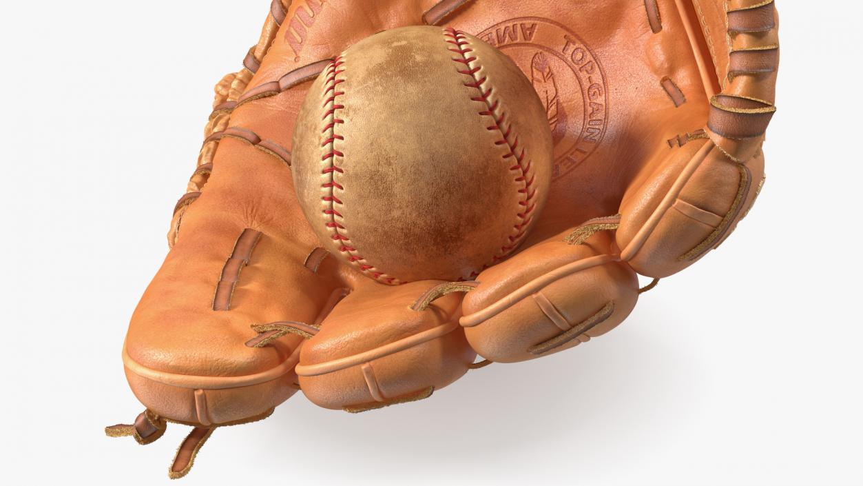 3D Ball with Softball Glove Fur model