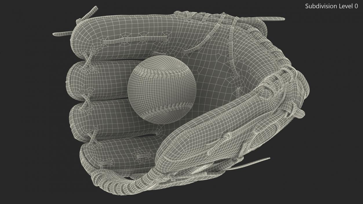 3D Ball with Softball Glove Fur model