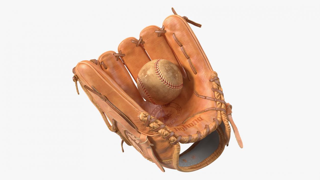 3D Ball with Softball Glove Fur model