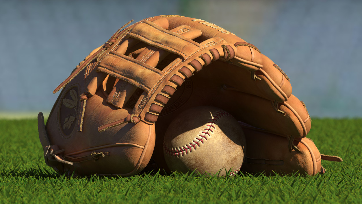 3D Ball with Softball Glove Fur model