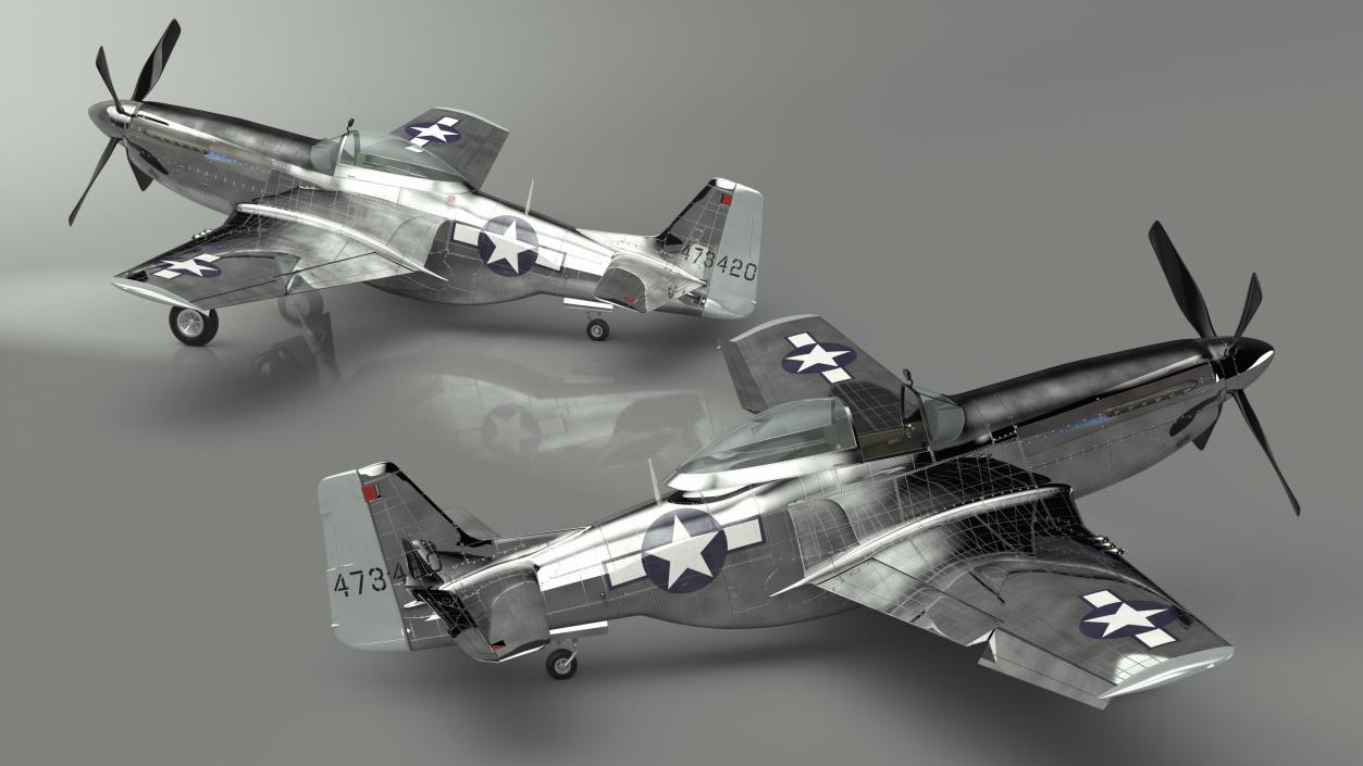 3D North American P-51 Rigged