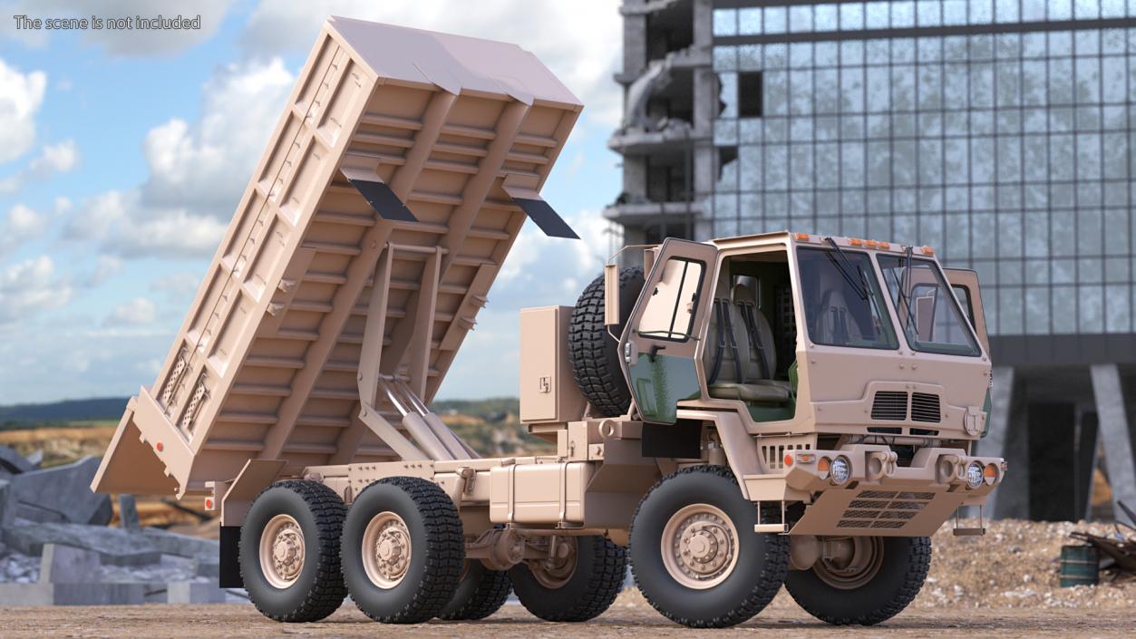 Oshkosh FMTV 10 Ton Dump Truck Rigged 3D