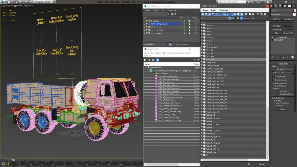 Oshkosh FMTV 10 Ton Dump Truck Rigged 3D