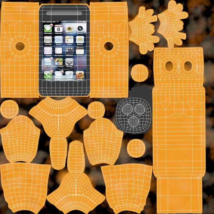 3D model IPhone Advertising Costume Orange A-pose