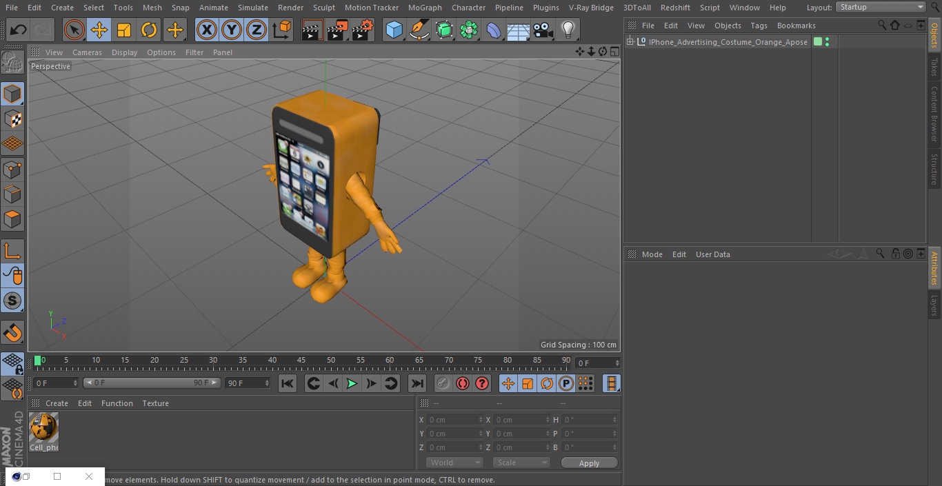 3D model IPhone Advertising Costume Orange A-pose