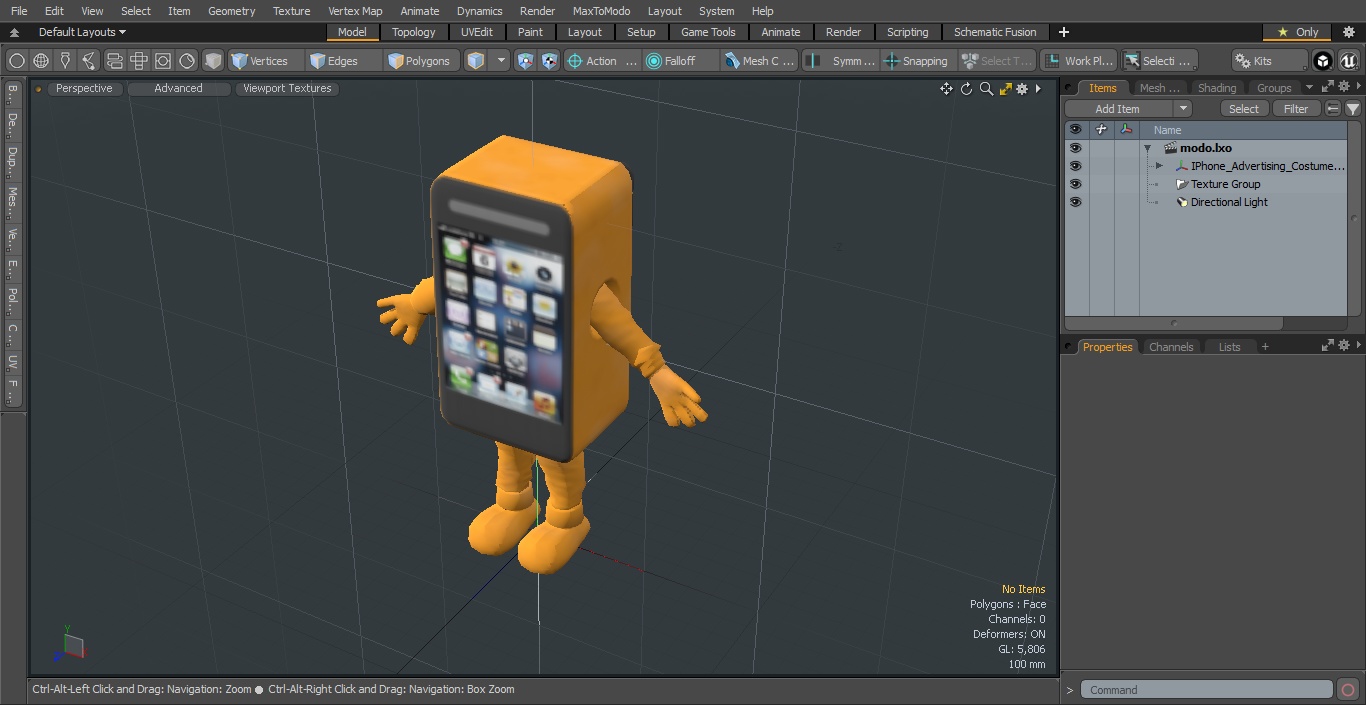 3D model IPhone Advertising Costume Orange A-pose