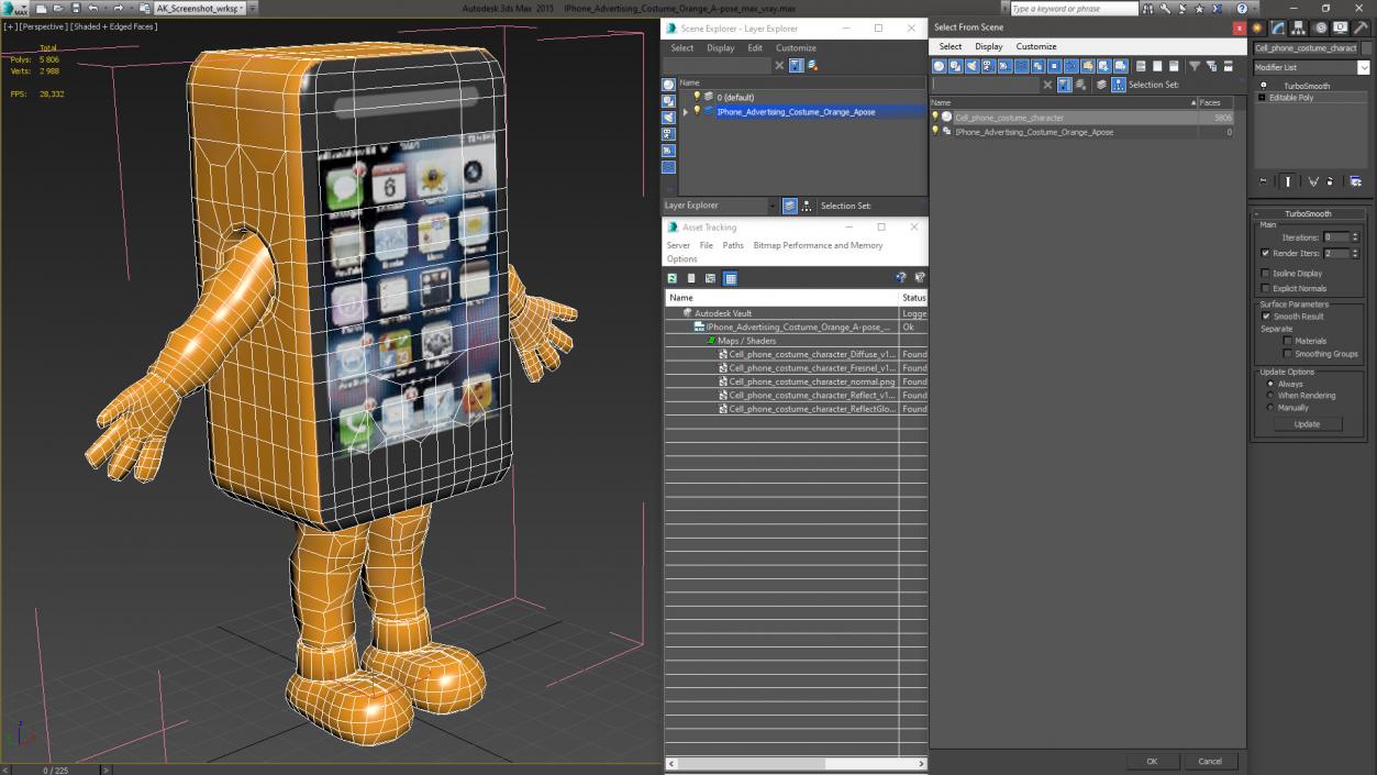 3D model IPhone Advertising Costume Orange A-pose