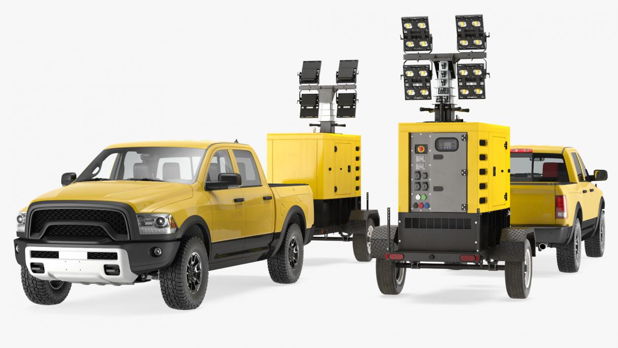 3D Pickup Truck Towing Mobile Generator