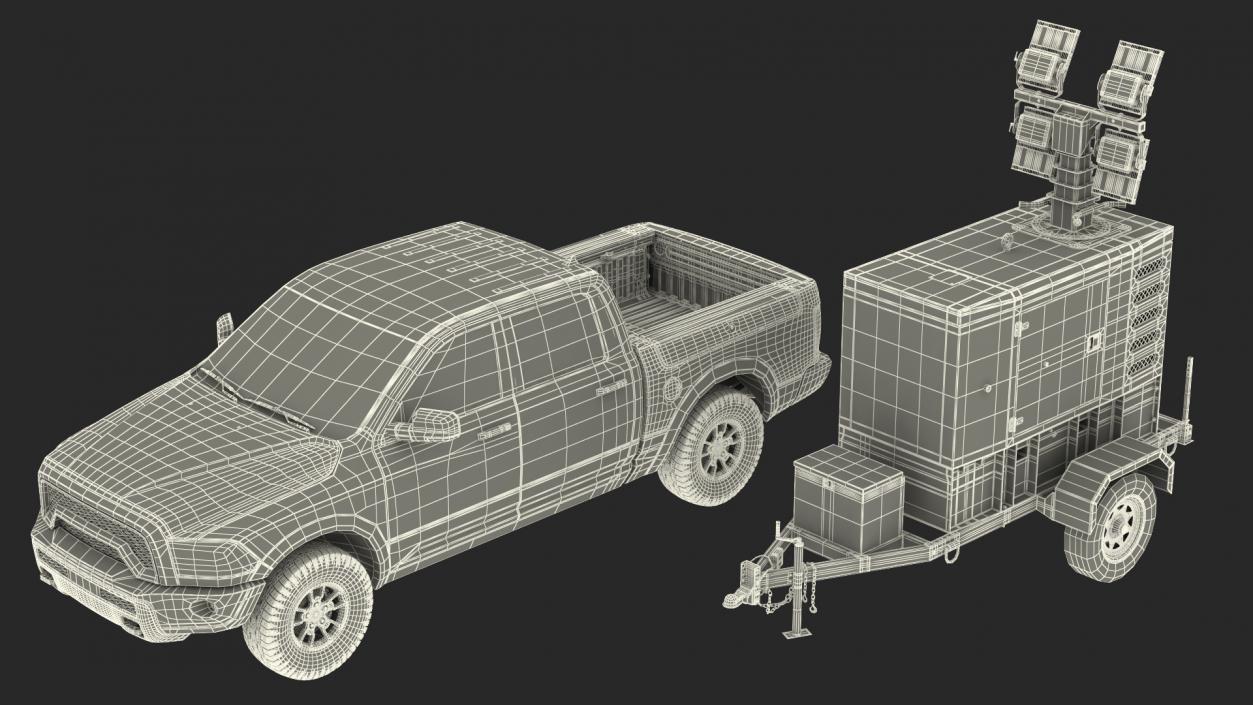 3D Pickup Truck Towing Mobile Generator