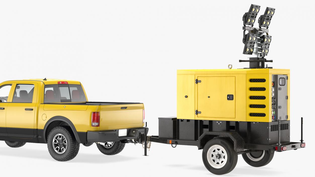 3D Pickup Truck Towing Mobile Generator