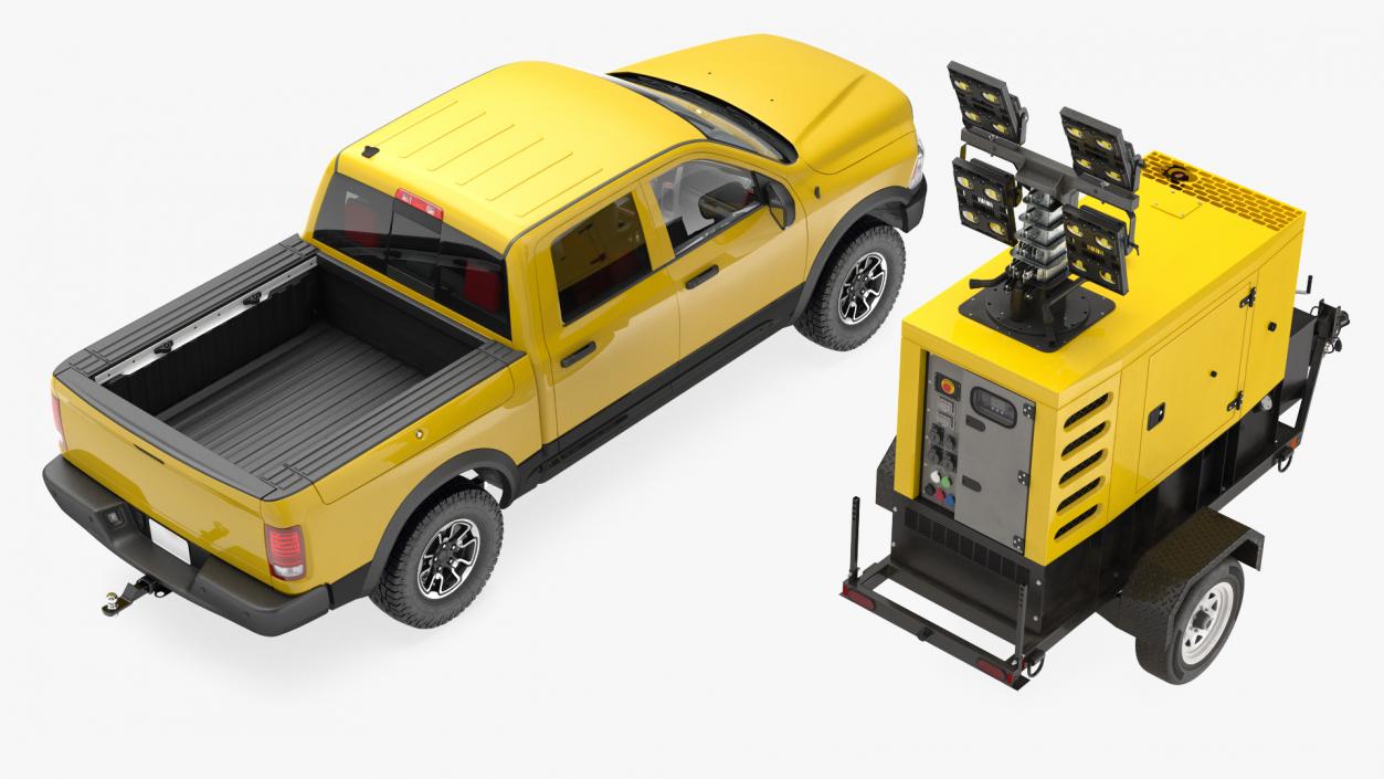 3D Pickup Truck Towing Mobile Generator