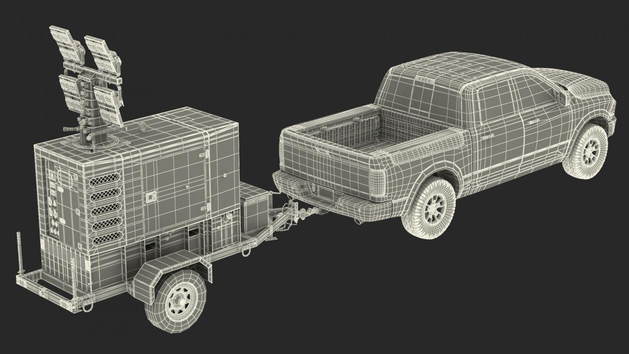 3D Pickup Truck Towing Mobile Generator