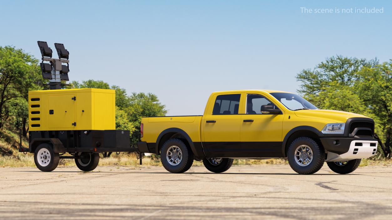 3D Pickup Truck Towing Mobile Generator