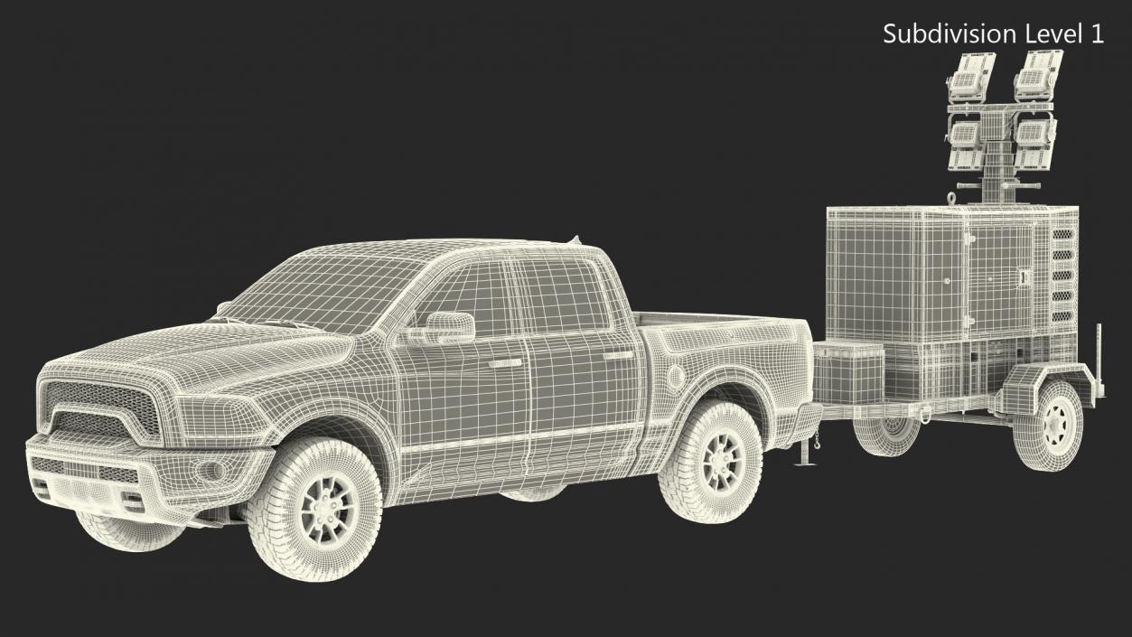 3D Pickup Truck Towing Mobile Generator