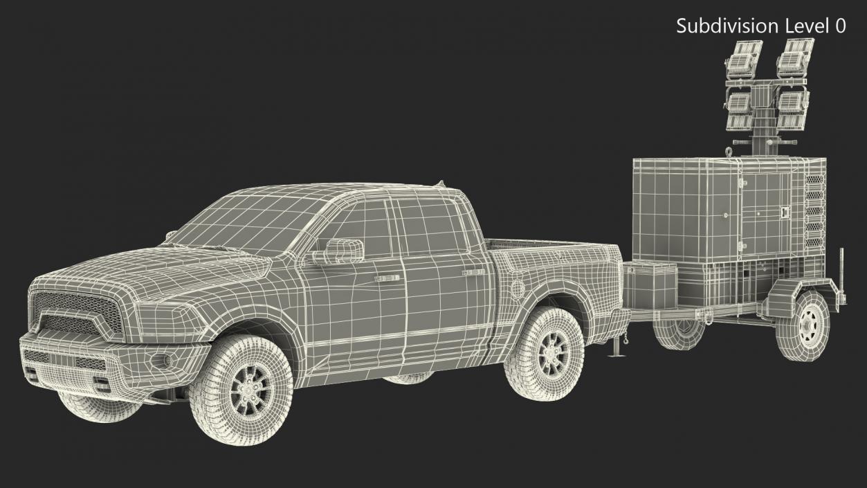 3D Pickup Truck Towing Mobile Generator