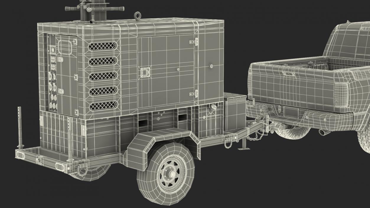 3D Pickup Truck Towing Mobile Generator