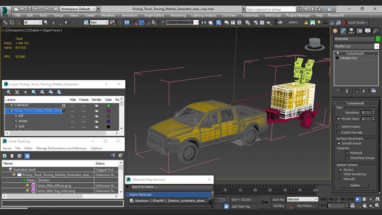 3D Pickup Truck Towing Mobile Generator