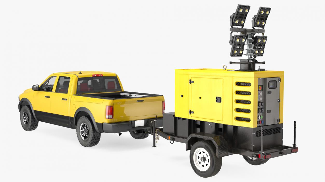 3D Pickup Truck Towing Mobile Generator