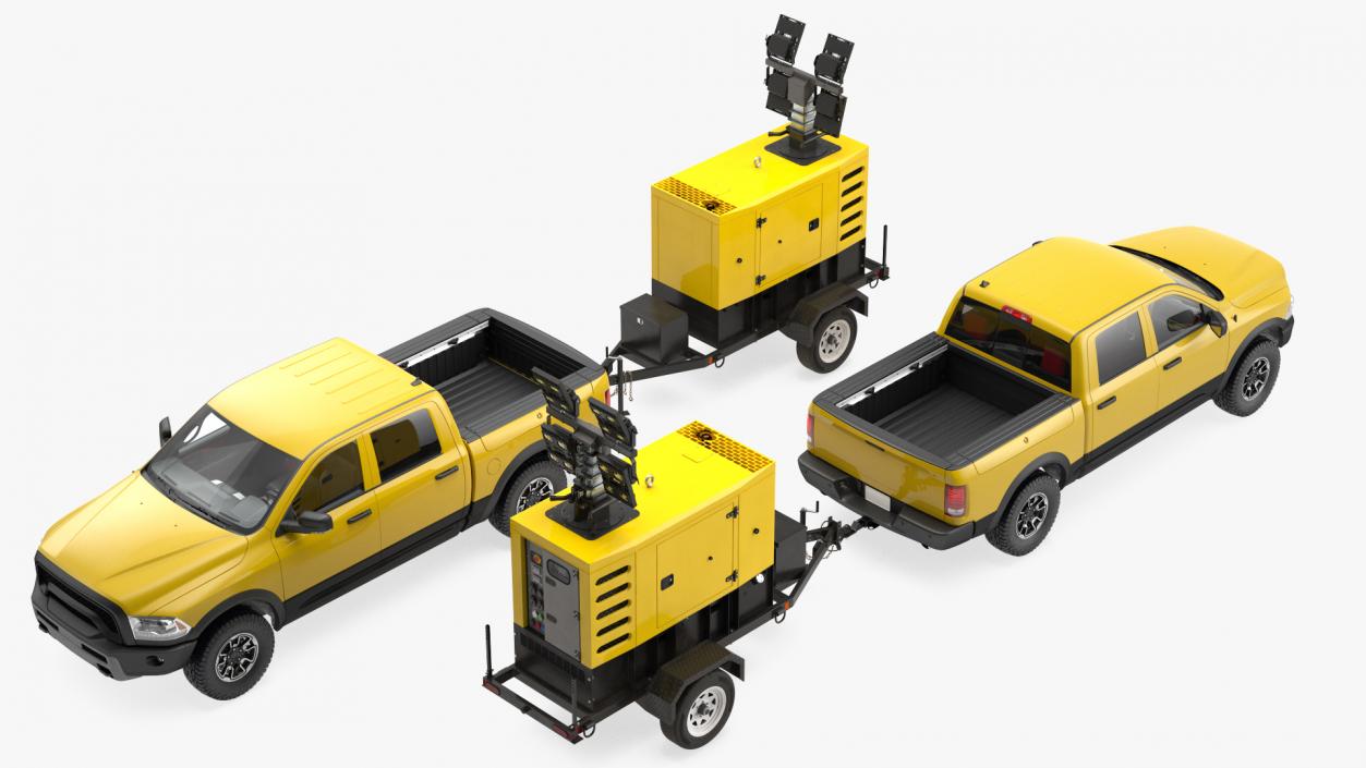 3D Pickup Truck Towing Mobile Generator